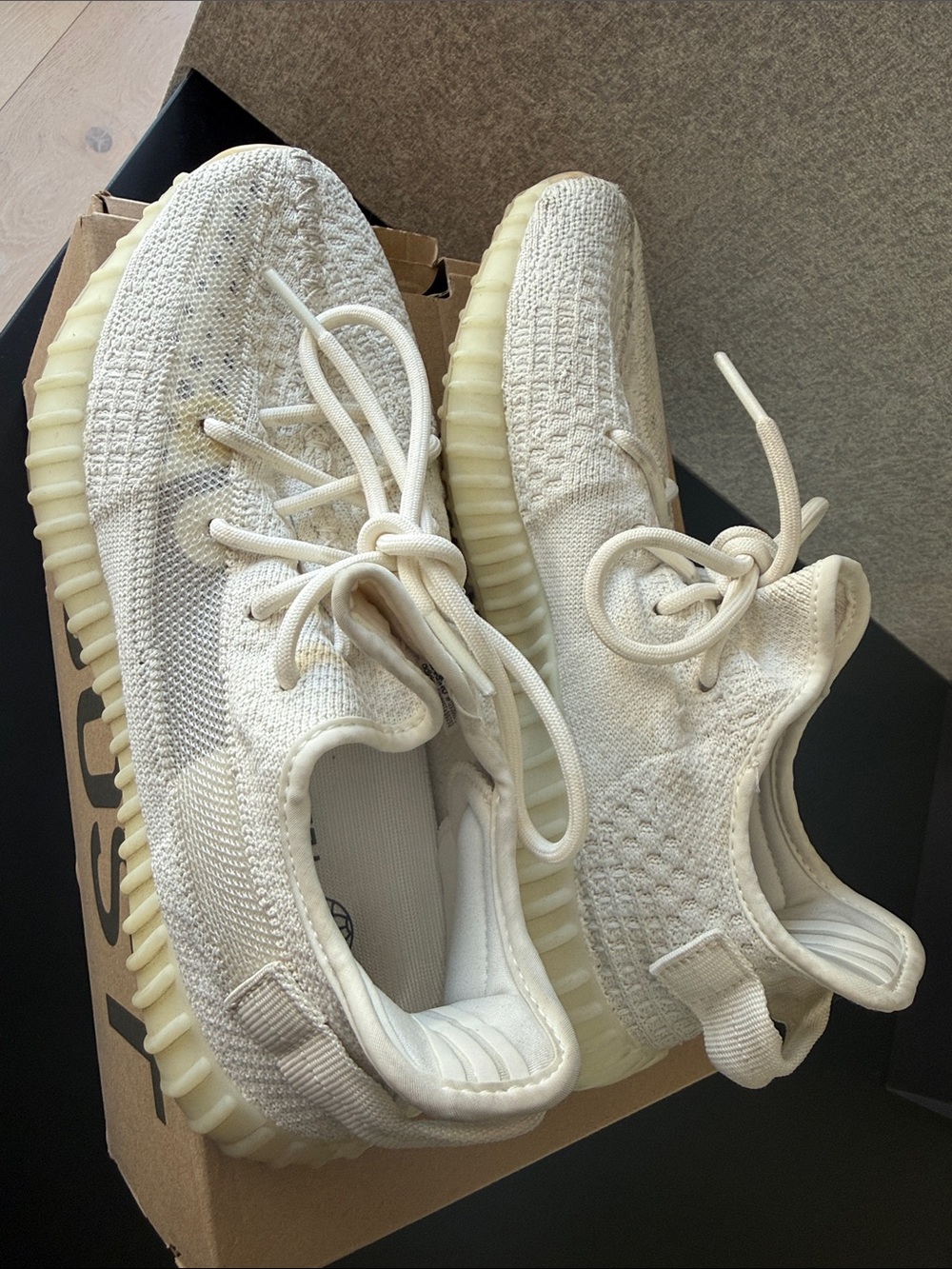 adidas Kids Cream White Knit Sneakers - Picture 5 of 5